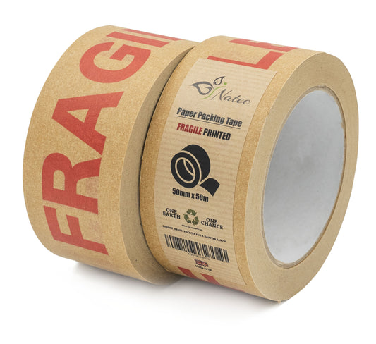 Fragile printed kraft paper packing tape 50m x 50mm – NATEE photo 2