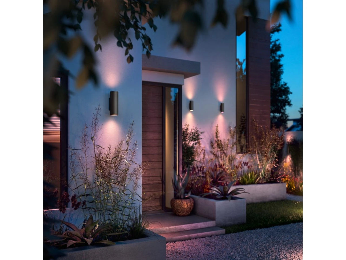 Philips Hue Appear Outdoor Wall Lights 2 Pack Smart LED White & Colour Ambiance Smart Up & Down Lighting | IP44 Weather-Resistant | Hue Bridge Required