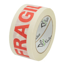 Load image into Gallery viewer, White Paper Packaging Tape | Fully Recyclable Rolls | Fragile Printed Kraft Paper for Packing Parcels and Boxes | White Sticky Tapes Roll 50m x 50mm