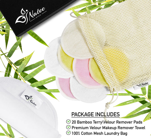Bamboo reusable cotton pads and velour makeup towel – NATEE photo 2