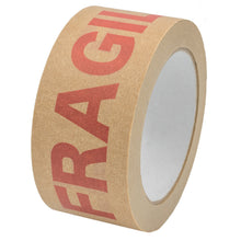 Load image into Gallery viewer, Strong Paper Packaging Tape | Fragile Printed Kraft Paper for Packing Parcels and Boxes | Brown Paper Packaging for Moving House | 50m x 50mm
