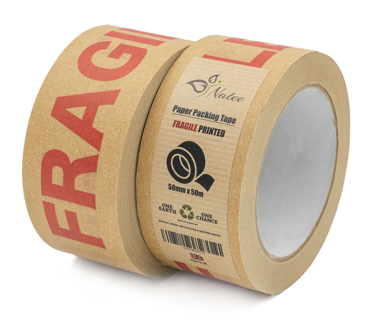 Fragile printed kraft paper packing tape 50m x 50mm – NATEE photo 2