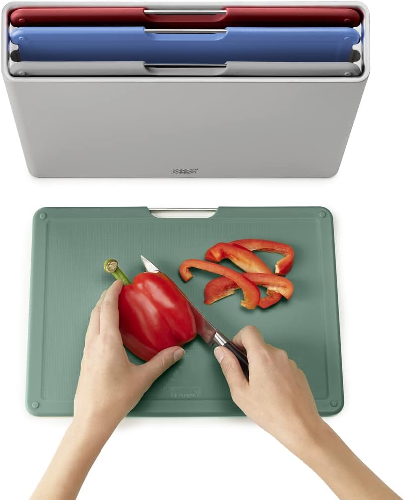 Joseph Joseph Folio Large 4 Chopping Boards & Storage Case Silver Coast