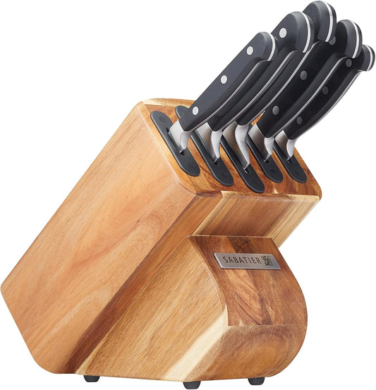 Sabatier Edgekeeper Knife Set with Acacia Wood Block – Grey, New Open Box