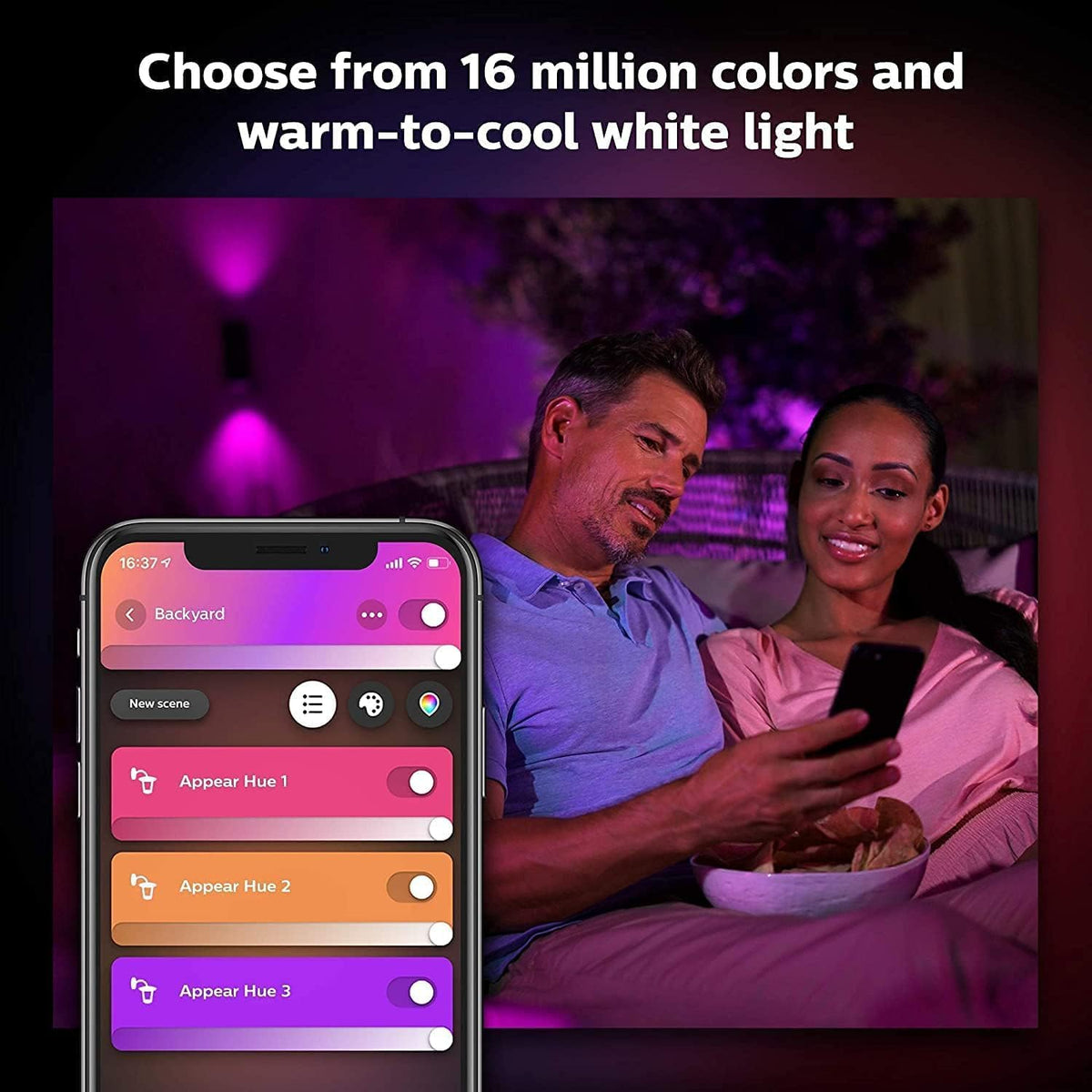Philips Hue Appear Outdoor Wall Lights 2 Pack Smart LED White & Colour Ambiance Smart Up & Down Lighting | IP44 Weather-Resistant | Hue Bridge Required