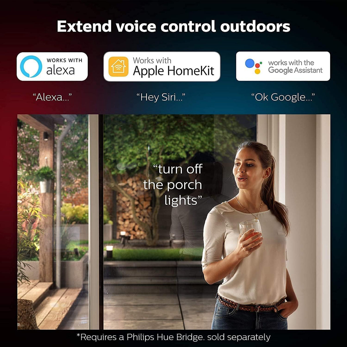 Philips Hue Appear Outdoor Wall Lights 2 Pack Smart LED White & Colour Ambiance Smart Up & Down Lighting | IP44 Weather-Resistant | Hue Bridge Required