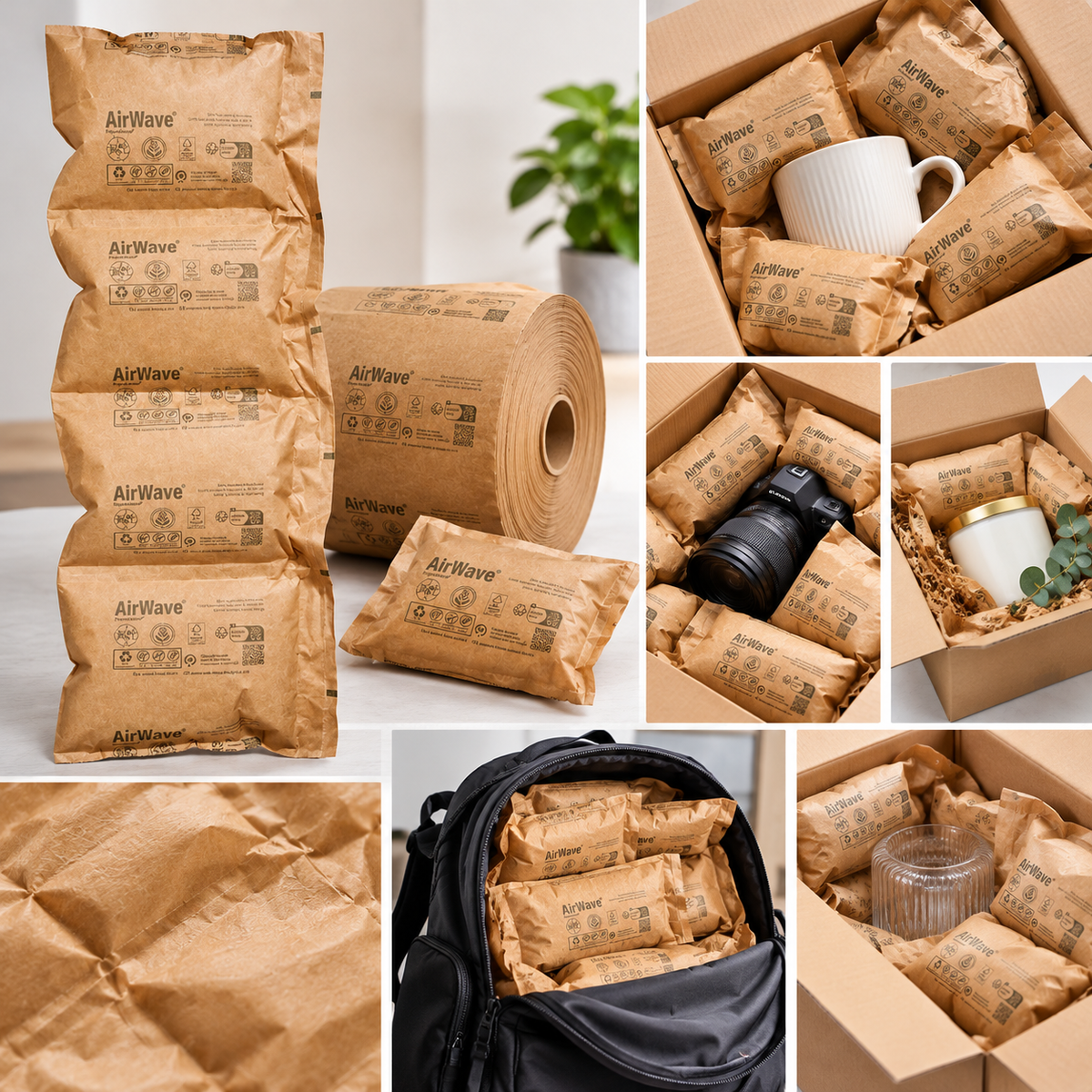 160pcs x PRE-INFLATED BIODEGRADABLE & PAPER AIR PILLOW CUSHIONS Loose Fill Air Pillows Cushion Void 210x100mm
