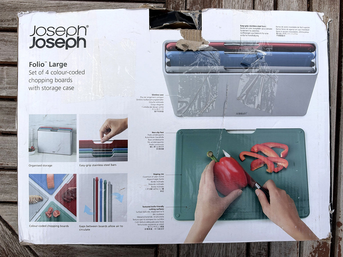 Joseph Joseph Folio Large 4 Chopping Boards & Storage Case Silver Coast
