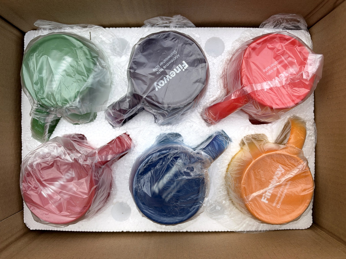 FiNeWaY Set of 6 Stoneware Coffee Tea Mugs 325ml Colourful Ombre Ceramic Boxed