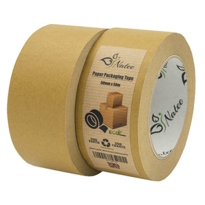 NATEE® Kraft Paper Packaging Tape | Fully Recyclable Sticky Tapes | Strong Eco-Friendly Kraft Paper for Packing Parcels and Boxes  48 Metres x 50mm