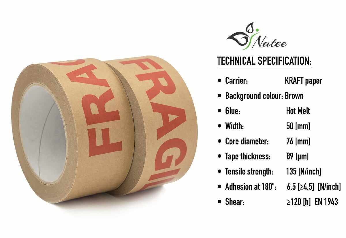 Fragile printed recyclable paper packaging tape – NATEE photo 6