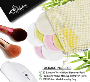 Bamboo Reusable Cotton Pads & Soft Velour Makeup Towel