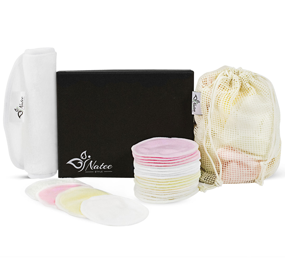 Bamboo reusable cotton pads and velour makeup towel – NATEE photo 1